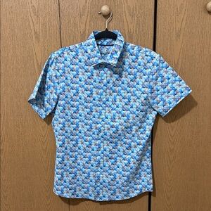 Apt. 9 Men's Blue and White Geometric Shirt